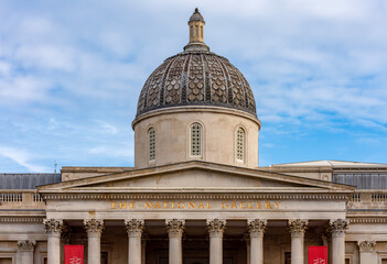 National Gallery on Trafalgar square in London, UK