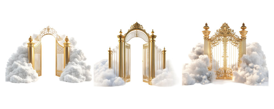 Majestic Golden Gates Surrounded by Clouds