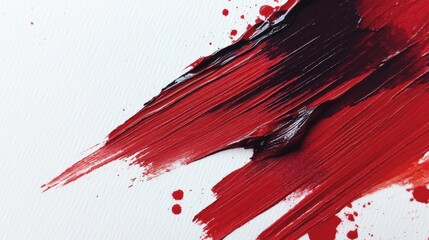 A close-up of a red lipstick smear on white paper, showing the rich pigment and creamy texture in intricate detail.
