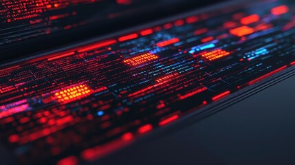 Ultra-thin laptop displaying multiple apps, glowing performance bars rising on a holographic display, Futurism, 3D Render