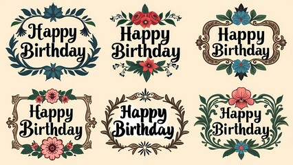  A delightful set of birthday greeting cards, filled with colorful artwork and heartfelt birthday messages, generative ai