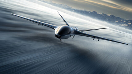 Futuristic Military Drone in High-Speed Flight