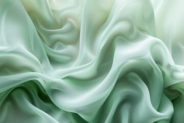 Obraz premium close up horizontal illustration of a pale thin green silky wavy background