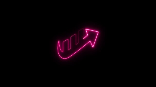 Abstract neon arrow growth , success concept. Profit growing icon animation. Growing business graph symbol animation.