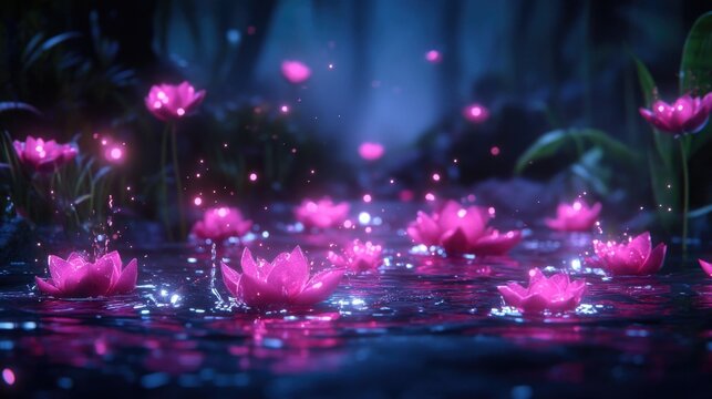 Enchanting water lily scene: celebration of chinese heritage and natural beauty