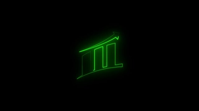 Abstract neon arrow growth , success concept. Profit growing icon animation. Growing business graph symbol animation.