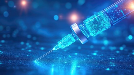 World polio day vaccine awareness - illuminated syringe against futuristic background