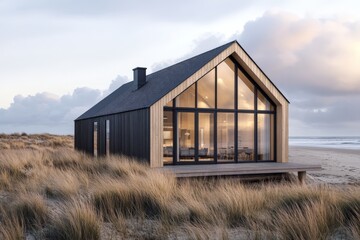 Small wooden barn house