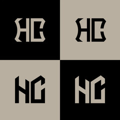 HC polygon, circle, hexagon, flat and simple letter logo set in one artboard. HC minimalist and classic logo.
