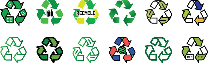 Set of recycle icon, green energy saving, vector format.