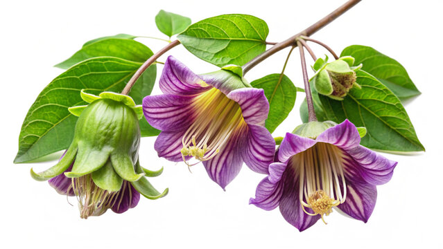 Creeping flowering plant Cobaea scandens isolated on transparent background