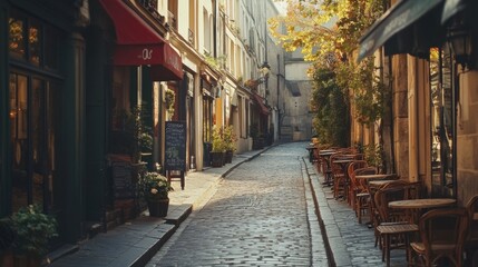 Fototapeta premium The artistic and lively atmosphere of the Latin Quarter, with narrow streets and vibrant cafs.