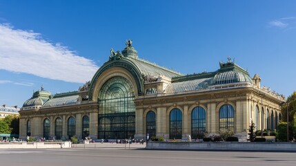 Fototapeta premium The majestic architecture of the Grand Palais, with its glass roof glinting under the Parisian sun.
