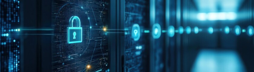 Digital vault securing sensitive data with encryption symbols, data protection, privacy compliance