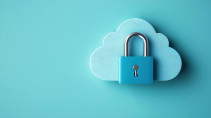 Conceptual image of a lock on a cloud, symbolizing cloud data protection and privacy, data security, compliance