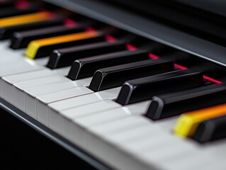 Vibrant Artistic Piano Keyboard Wallpaper Background in High-Resolution Product Photography