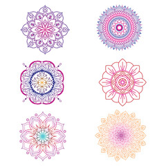 6 six mandala vector design set