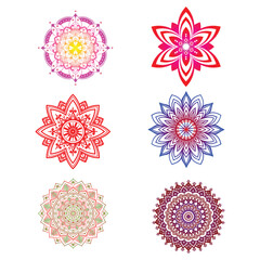 6 six mandala vector design set