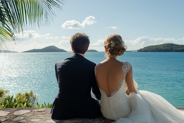 Fototapeta premium A Wedding Day in Hamilton Island, Australia, Wedding Ceremony, Bride and Groom