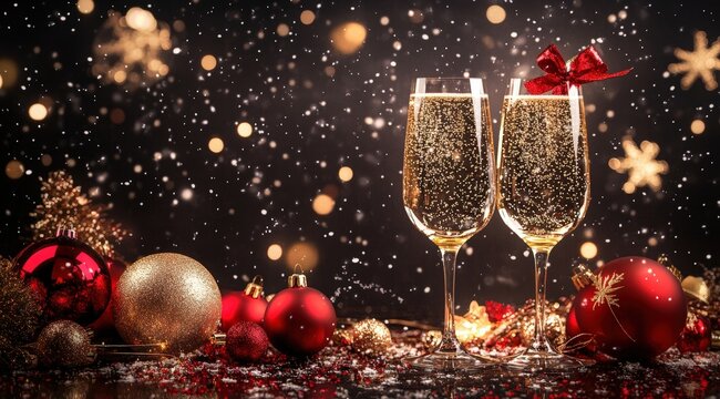 Christmass new year with shampane