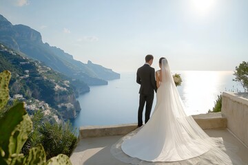 A Wedding Day Overlooking Amalfi Coast, Italy, Wedding Ceremony, Bride and Groom