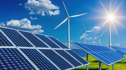 Renewable Energy Landscape with Wind and Solar Panels