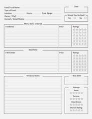 Street Food Review Sheet - Street Food Rating Sheet - Street Food Tasting Printable Paper