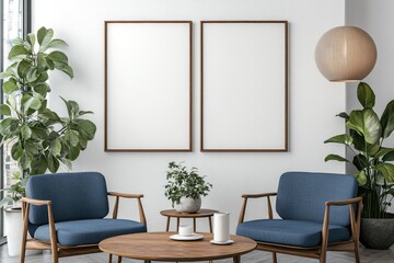 Modern Minimalist Living Room with Stylish Decor and Dining Area, 3D Render
