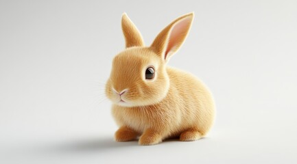 Obraz premium Cute 3d render rabbit cartoon style on white background stock photo 