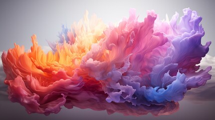 Obraz premium 3d render, abstract fantasy background of colorful sky with neon clouds isolated on a white background.