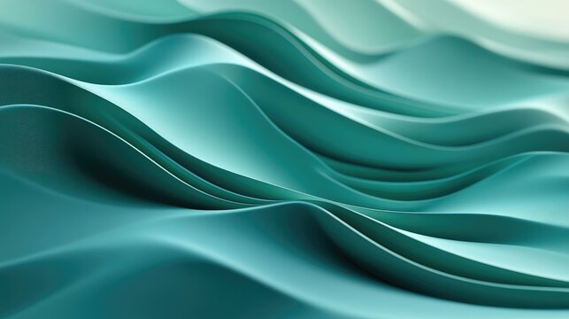 Elegant Green and Teal 3D Gradient Surface with Copy Space. Modern Abstract Background Design