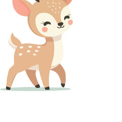 Cute Fawn Vector Illustration in the Spring Animals Theme on White Background
