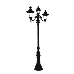 Obraz premium A black silhouette of a vintage street lamp with two light fixtures 