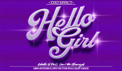 Girl Vector Text Effect Editable Alphabet Purple Woman Female Young