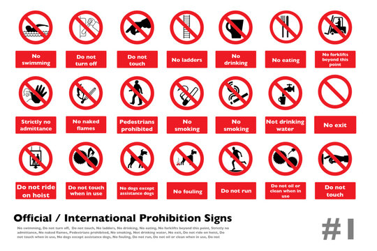 Official-International prohibition signs for printing stickers and signs #1