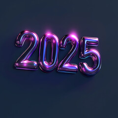 A 3D rendering of the numbers 2025 with colors in a bubble style