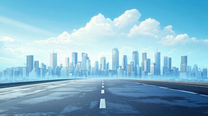 Obraz premium modern cityscape with a view from the road, ultra realistic 