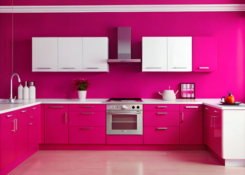 pink kitchen interior