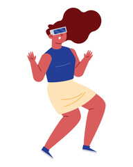 woman using vr technology