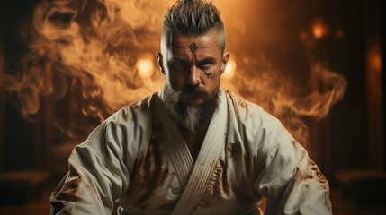 Obraz premium a karate master in a competition.