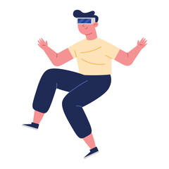 man wearing virtual reality goggles in multiverse