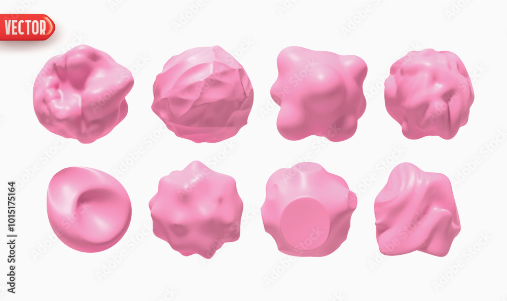 Poster set of metaball shapes of objects realistic 3d design. collection meteorites asteroids comet round b