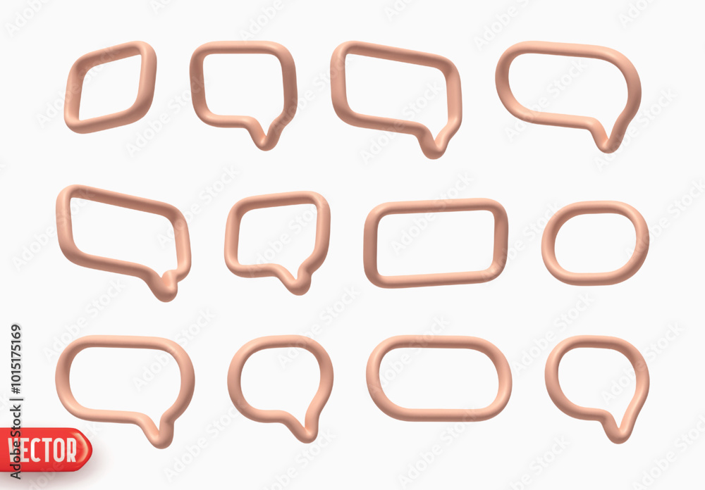 Poster speech bubbles. minimal set of chat dialog bubble line icons. realistic 3d design isolated on white 