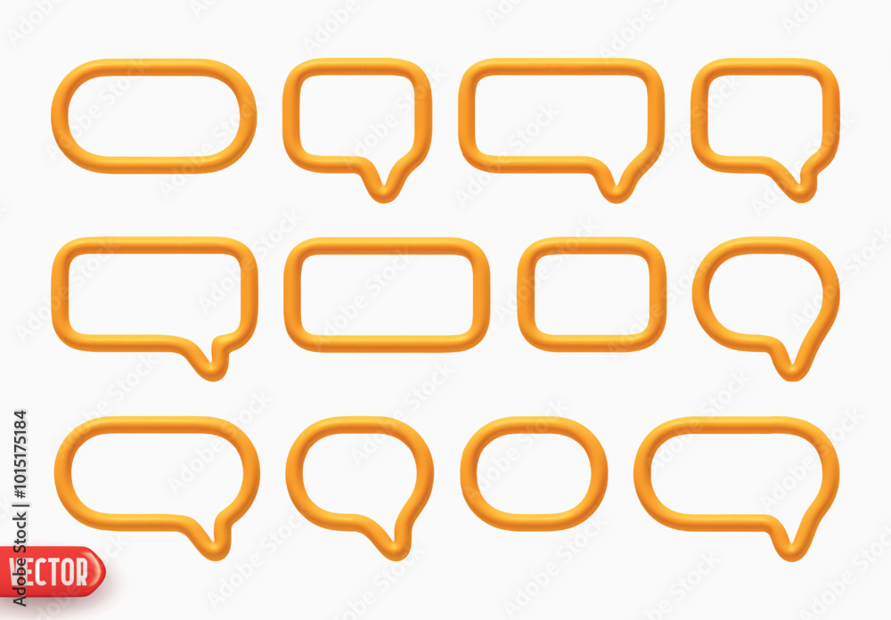 Poster speech bubbles. minimal set of chat dialog bubble line icons. realistic 3d design isolated on white 