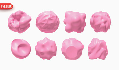 Set of Metaball shapes of objects realistic 3d design. Collection Meteorites asteroids comet Round ball spherical elements. Vector illustration © lauritta