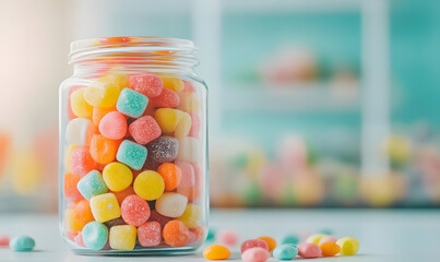 Jar Full of Colourful Candy Mix | Bright and Vibrant Sweets in a Variety of Shapes and Flavours