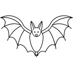 Large bat with spread wings on white background