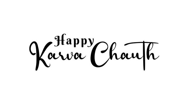 Happy Karva Chauth Text Animation. Great for Happy Karva Chauth Celebrations with transparent background, for banner, social media feed wallpaper stories
