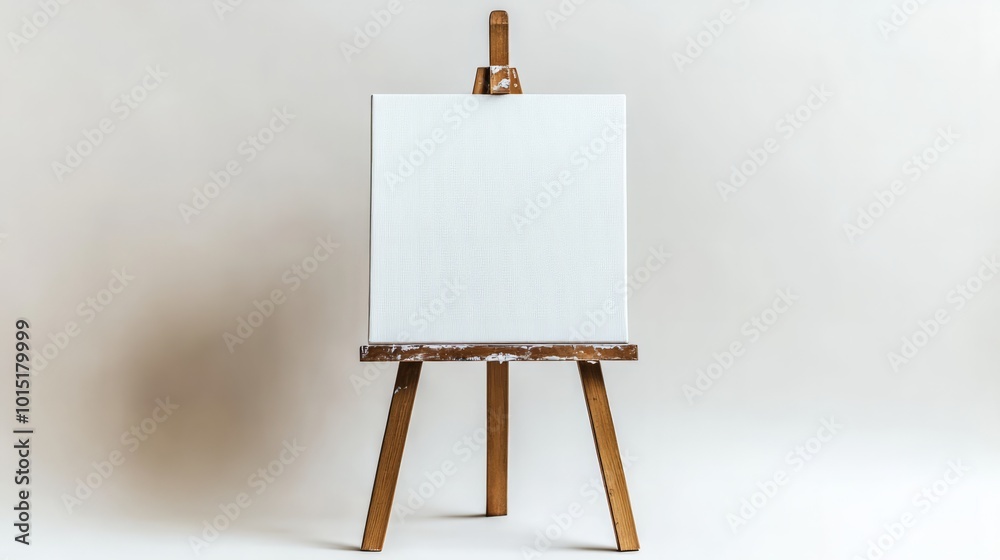 Wall mural a mockup of a blank canvas on an easel, set against a white background, perfect for art-related cont