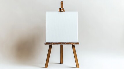 A mockup of a blank canvas on an easel, set against a white background, perfect for art-related content and workshops